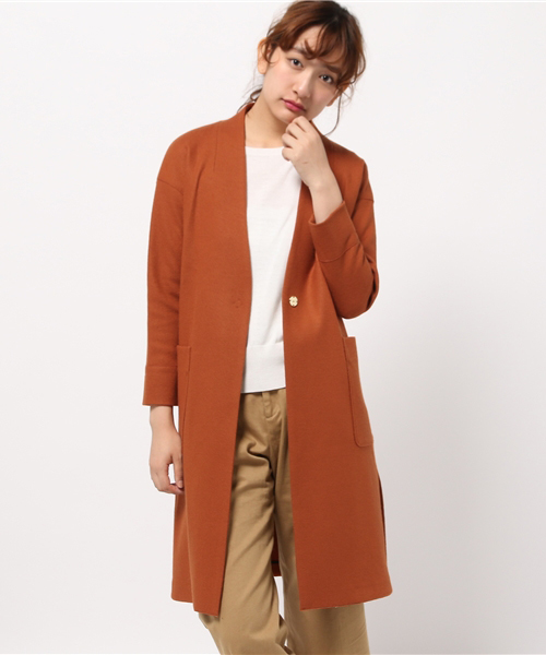 SHIPS for women（シップスフォーウィメン）の「ジャージーガウンロングコート（チェスターコート・レディース・キャメル/グレー・36/38）」の15枚目の写真