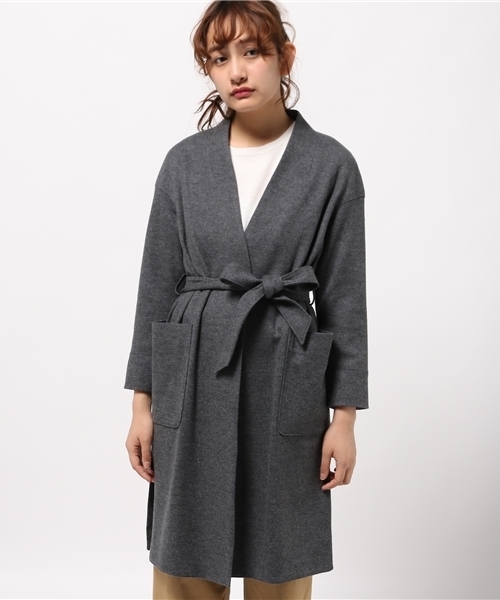 SHIPS for women（シップスフォーウィメン）の「ジャージーガウンロングコート（チェスターコート・レディース・キャメル/グレー・36/38）」の3枚目の写真