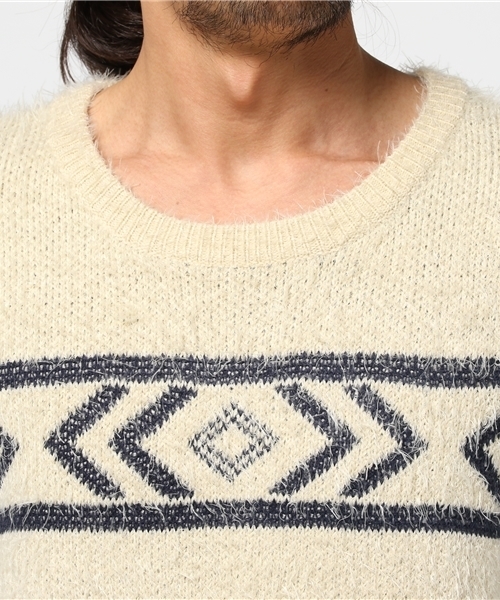 Revo.(レボ)の「モヘアタッチネイティブ柄ニット(ニット/セーター・メンズ・ネイビー/ナチュラル・1/2)」の5枚目の写真