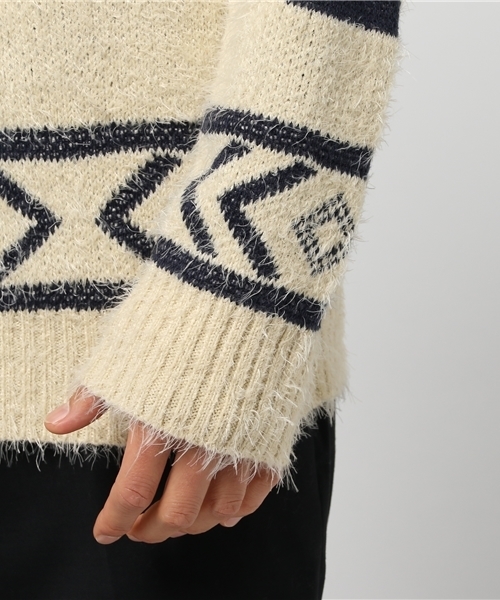 Revo.(レボ)の「モヘアタッチネイティブ柄ニット(ニット/セーター・メンズ・ネイビー/ナチュラル・1/2)」の6枚目の写真