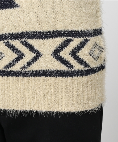 Revo.(レボ)の「モヘアタッチネイティブ柄ニット(ニット/セーター・メンズ・ネイビー/ナチュラル・1/2)」の7枚目の写真