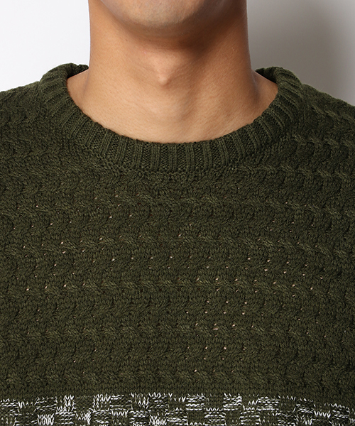 ikka（イッカ）の「グラデーションニットプルオーバー（ニット/セーター・メンズ・オリーブ/ライトグレー/ネイビー・LARGE/MEDIUM/X-LARGE）」の6枚目の写真