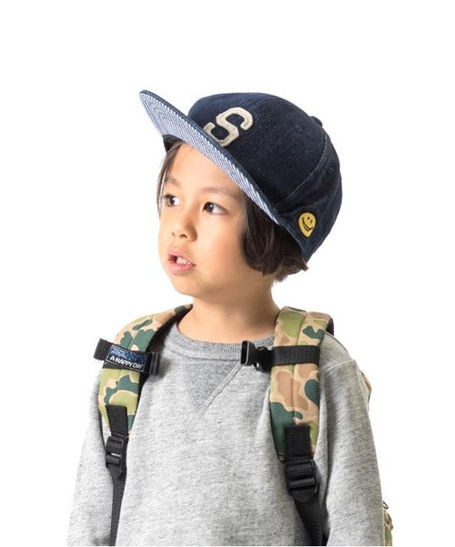 BREEZE(ブリーズ)の「FOスマイルキャップ(キャップ・キッズ・インディゴブルー/ストライプ/カモフラージュ・50/54/58)」の1枚目の写真