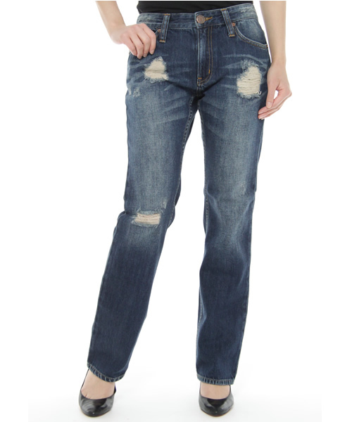 X-girl(エックスガール)の「BROKEN JEAN(デニムパンツ・レディース・ブルー/インディゴブルー・0/1/2)」の1枚目の写真