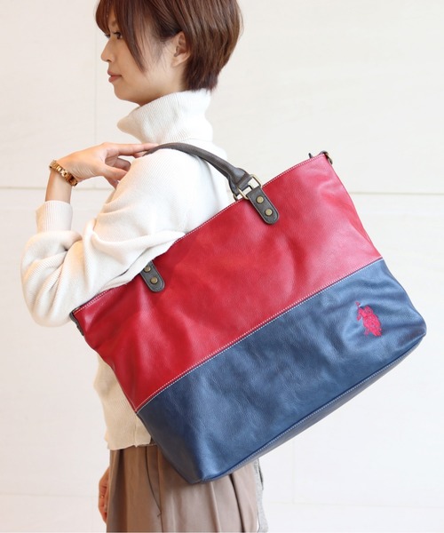 U.S. POLO ASSN.(ユーエスポロアッスン)の「【U.S. POLO ASSN.】 ユーエスポロアッスン ユニセックス2WAYトートバッグ US1821(トートバッグ)」|レッド系その他