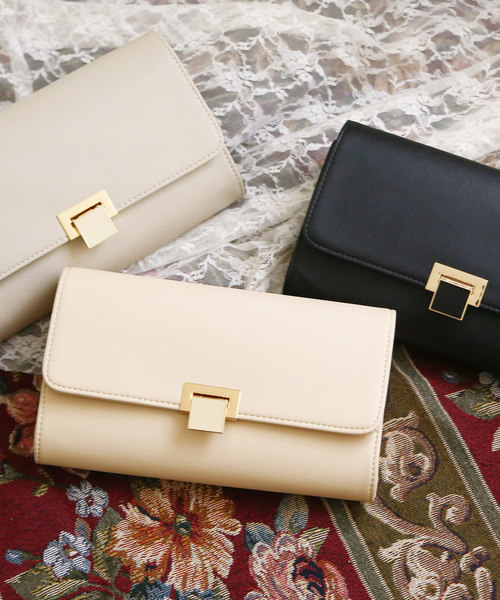 PourVous（プールヴー）の「スクエアロッククラッチバック 同窓会 結婚式 オケージョン 二次会（クラッチバッグ・レディース・ベージュ/ブラック/グレイッシュベージュ・FREE）」の4枚目の写真