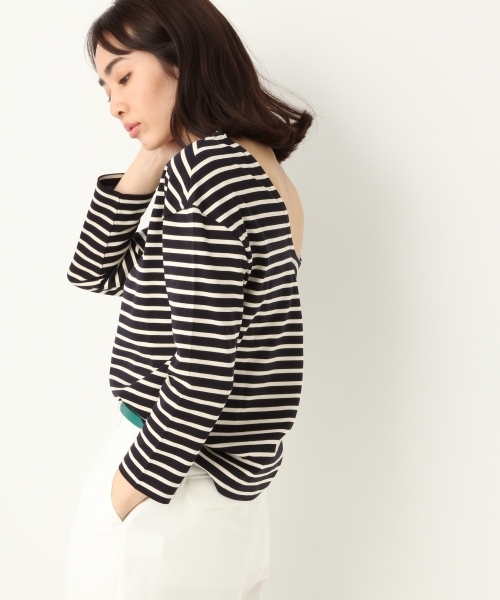 A part by（アパートバイ）の「Cボーダーウシロフカアキ8S 751914 （Tシャツ/カットソー・レディース・ネイビー/イエロー/レッド・FREE）」の2枚目の写真