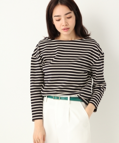 A part by（アパートバイ）の「Cボーダーウシロフカアキ8S 751914 （Tシャツ/カットソー・レディース・ネイビー/イエロー/レッド・FREE）」の6枚目の写真