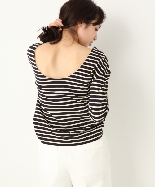 A part by（アパートバイ）の「Cボーダーウシロフカアキ8S 751914 （Tシャツ/カットソー・レディース・ネイビー/イエロー/レッド・FREE）」の7枚目の写真