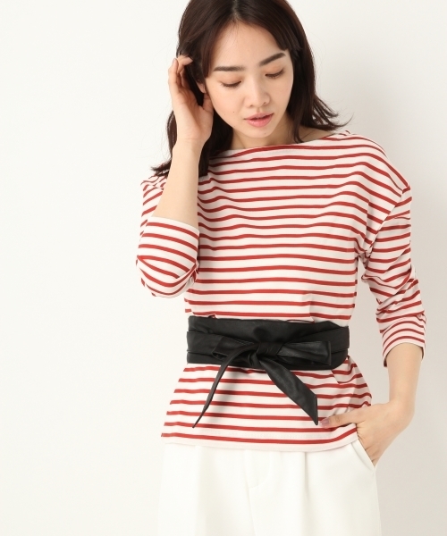 A part by（アパートバイ）の「Cボーダーウシロフカアキ8S 751914 （Tシャツ/カットソー・レディース・ネイビー/イエロー/レッド・FREE）」の11枚目の写真