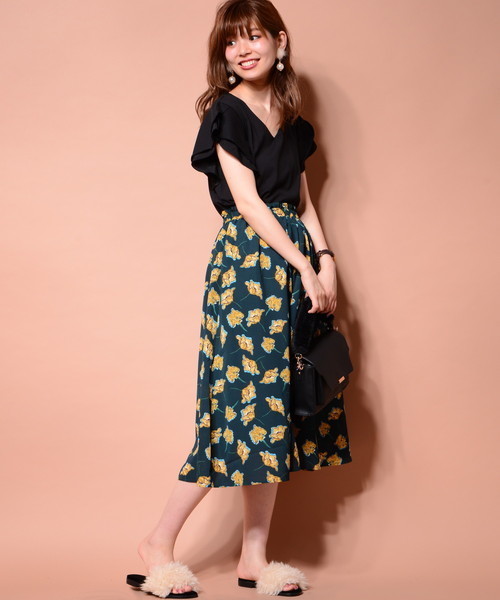 natural couture(ナチュラルクチュール)の「PPいろいろ柄ギャザースカート(スカート・レディース・ボルドー/グリーン/ブルー系その他/ブラック/ネイビー・FREE)」の8枚目の写真