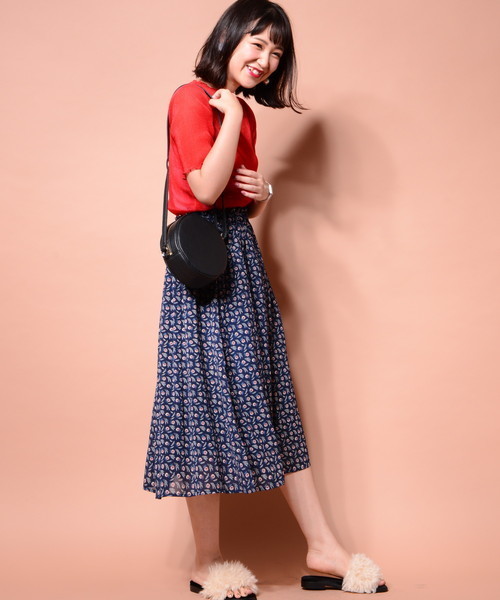 natural couture(ナチュラルクチュール)の「PPいろいろ柄ギャザースカート(スカート・レディース・ボルドー/グリーン/ブルー系その他/ブラック/ネイビー・FREE)」の11枚目の写真