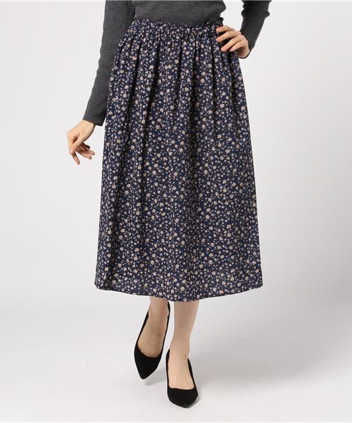 natural couture(ナチュラルクチュール)の「PPいろいろ柄ギャザースカート(スカート・レディース・ボルドー/グリーン/ブルー系その他/ブラック/ネイビー・FREE)」の4枚目の写真