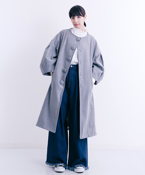 MERLOT（メルロー）の「メルトンバルーンスリーブロングコート001-1527（その他アウター・レディース・ブラック/グレー/ブラウン/グリーン・FREE）」の14枚目の写真