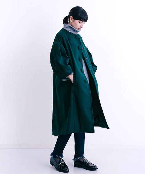 MERLOT（メルロー）の「メルトンバルーンスリーブロングコート001-1527（その他アウター・レディース・ブラック/グレー/ブラウン/グリーン・FREE）」の12枚目の写真