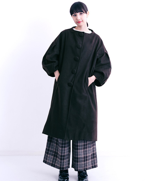 MERLOT（メルロー）の「メルトンバルーンスリーブロングコート001-1527（その他アウター・レディース・ブラック/グレー/ブラウン/グリーン・FREE）」の22枚目の写真