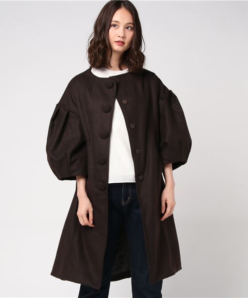 MERLOT（メルロー）の「メルトンバルーンスリーブロングコート001-1527（その他アウター・レディース・ブラック/グレー/ブラウン/グリーン・FREE）」の8枚目の写真