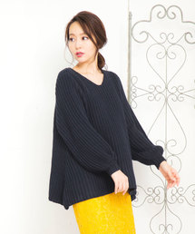 女性らしさがいっぱい詰まったゆるっとこなれknit！フレアデザインざっくりニットトップス/レディースセーター[C2934]神戸レタス