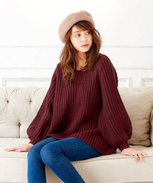 女性らしさがいっぱい詰まったゆるっとこなれknit！フレアデザインざっくりニットトップス/レディースセーター[C2934]神戸レタス