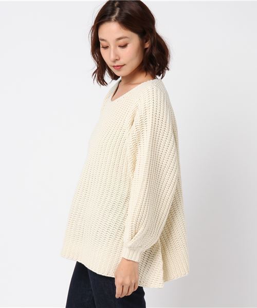 KOBE LETTUCE（コウベレタス）の「女性らしさがいっぱい詰まったゆるっとこなれknit！フレアデザインざっくりニットトップス/レディースセーター[C2934]神戸レタス（ニット/セーター・レディース・オフホワイト/ネイビー/ダークグリーン/ボルドー/ブラック・FREE）」の6枚目の写真