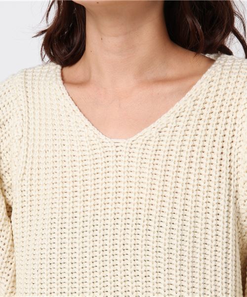 KOBE LETTUCE（コウベレタス）の「女性らしさがいっぱい詰まったゆるっとこなれknit！フレアデザインざっくりニットトップス/レディースセーター[C2934]神戸レタス（ニット/セーター・レディース・オフホワイト/ネイビー/ダークグリーン/ボルドー/ブラック・FREE）」の8枚目の写真