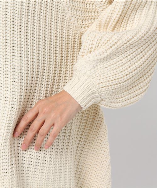 KOBE LETTUCE（コウベレタス）の「女性らしさがいっぱい詰まったゆるっとこなれknit！フレアデザインざっくりニットトップス/レディースセーター[C2934]神戸レタス（ニット/セーター・レディース・オフホワイト/ネイビー/ダークグリーン/ボルドー/ブラック・FREE）」の9枚目の写真