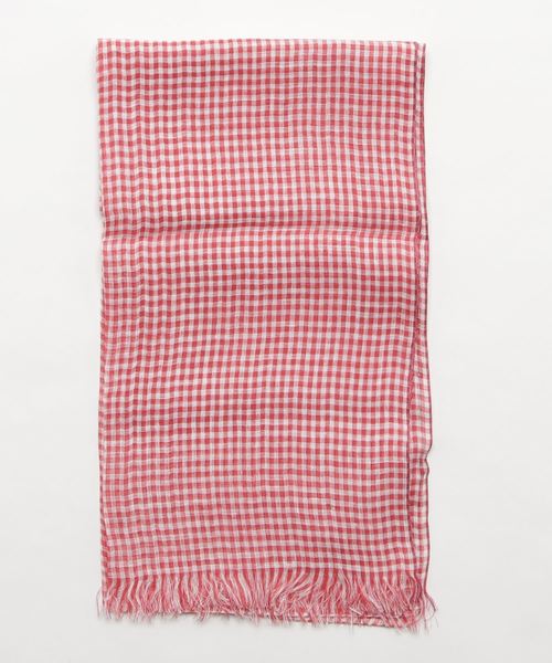 ARIANNA（アリアンナ）の「ARIANNA: リネン ギンガムチェック ストール（ストール/ショール・メンズ・チャコールグレー/ネイビー/レッド/グリーン・ONE SIZE）」の4枚目の写真