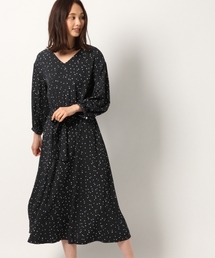 GLOBAL WORK | ドットプリントVネックワンピース/784555(ワンピース)