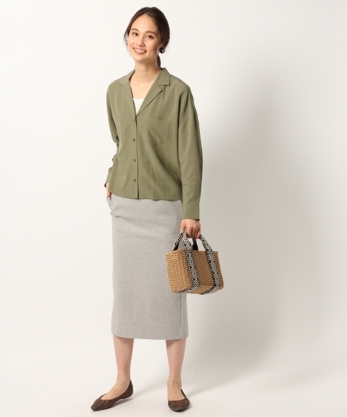 GLOBAL WORK（グローバルワーク）の「オープンカラーシャツ長袖/777044（シャツ/ブラウス・レディース・ブラック/ホワイト/ネイビー/カーキ・LARGE/MEDIUM）」の6枚目の写真