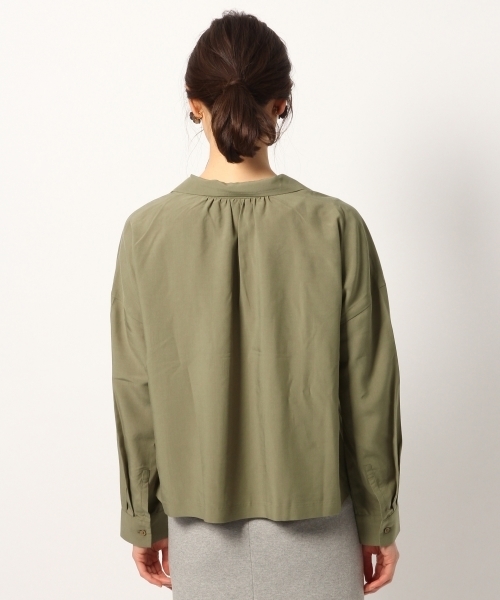 GLOBAL WORK（グローバルワーク）の「オープンカラーシャツ長袖/777044（シャツ/ブラウス・レディース・ブラック/ホワイト/ネイビー/カーキ・LARGE/MEDIUM）」の9枚目の写真