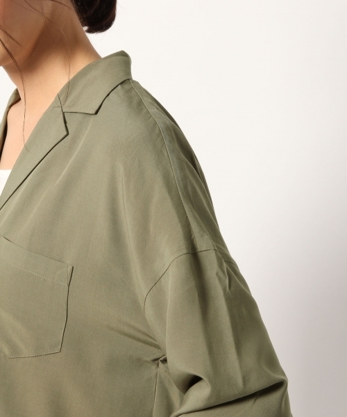 GLOBAL WORK（グローバルワーク）の「オープンカラーシャツ長袖/777044（シャツ/ブラウス・レディース・ブラック/ホワイト/ネイビー/カーキ・LARGE/MEDIUM）」の11枚目の写真