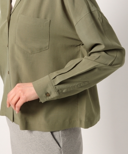 GLOBAL WORK（グローバルワーク）の「オープンカラーシャツ長袖/777044（シャツ/ブラウス・レディース・ブラック/ホワイト/ネイビー/カーキ・LARGE/MEDIUM）」の12枚目の写真