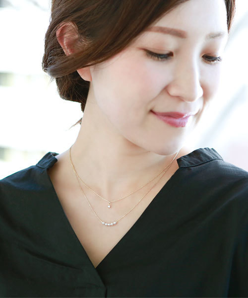 colleca la（コレカラ）の「小粒パールとストーンの2連ネックレス（ネックレス・レディース・シルバー/ゴールド・FREE）」の8枚目の写真