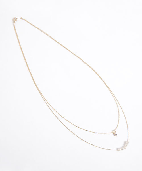 colleca la（コレカラ）の「小粒パールとストーンの2連ネックレス（ネックレス・レディース・シルバー/ゴールド・FREE）」の6枚目の写真