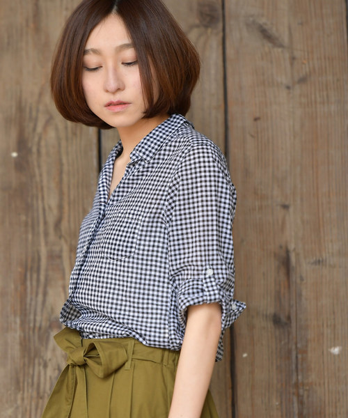 rps(アールピーエス)の「やわらかコットン前開きシャツ(シャツ/ブラウス・レディース・ブラック/ネイビー/ライトブルー/カーキ/ブルー/オフホワイト/ブラック系その他2/サックスブルー/ラベンダー/ホワイト系その他2/オレンジ/イエロー・M)」の5枚目の写真