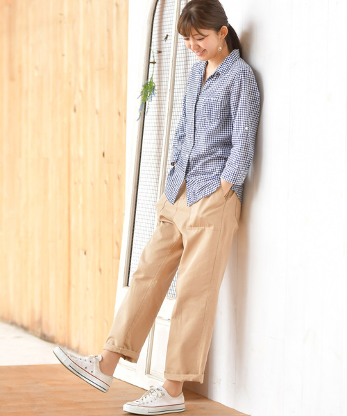 rps(アールピーエス)の「やわらかコットン前開きシャツ(シャツ/ブラウス・レディース・ブラック/ネイビー/ライトブルー/カーキ/ブルー/オフホワイト/ブラック系その他2/サックスブルー/ラベンダー/ホワイト系その他2/オレンジ/イエロー・M)」の22枚目の写真