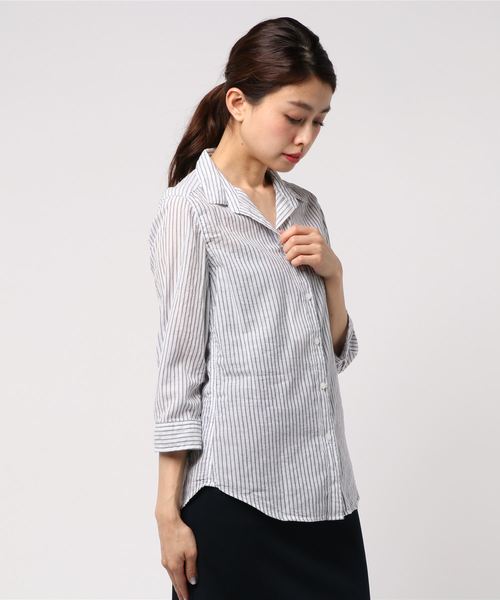 rps(アールピーエス)の「やわらかコットン前開きシャツ(シャツ/ブラウス・レディース・ブラック/ネイビー/ライトブルー/カーキ/ブルー/オフホワイト/ブラック系その他2/サックスブルー/ラベンダー/ホワイト系その他2/オレンジ/イエロー・M)」の19枚目の写真