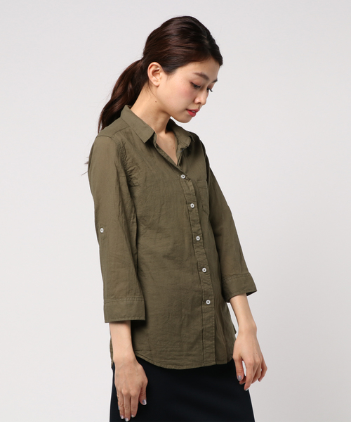 rps(アールピーエス)の「やわらかコットン前開きシャツ(シャツ/ブラウス・レディース・ブラック/ネイビー/ライトブルー/カーキ/ブルー/オフホワイト/ブラック系その他2/サックスブルー/ラベンダー/ホワイト系その他2/オレンジ/イエロー・M)」の17枚目の写真