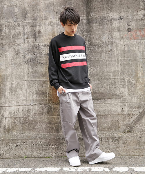 kutir（クティール）の「LOOSE WIDE PANTS / ルーズワイドストレートパンツ ストレッチチノ（チノパンツ・メンズ・ブラック/ベージュ/グレー・MEDIUM/LARGE）」の14枚目の写真