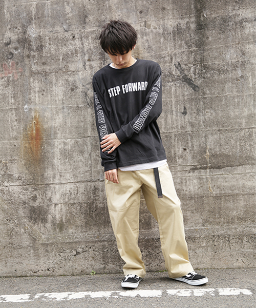 kutir（クティール）の「LOOSE WIDE PANTS / ルーズワイドストレートパンツ ストレッチチノ（チノパンツ・メンズ・ブラック/ベージュ/グレー・MEDIUM/LARGE）」の5枚目の写真