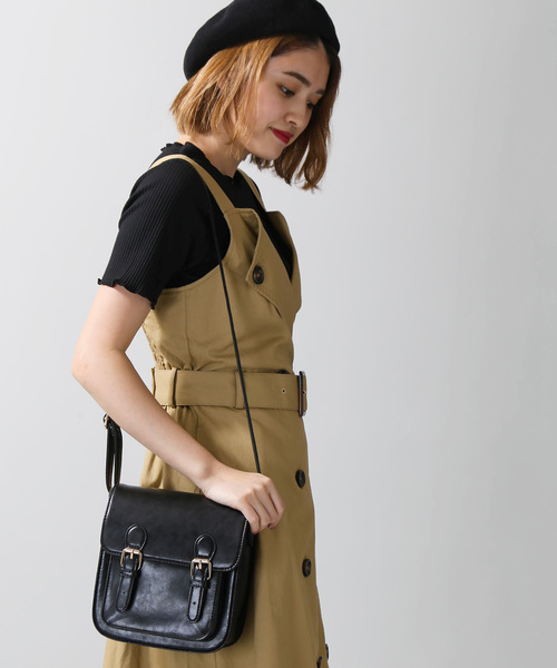 WEGO(ウィゴー)の「WEGO/レトロサッチェルショルダーバッグ(ショルダーバッグ・レディース・ブラック/ブラウン・FREE)」の4枚目の写真