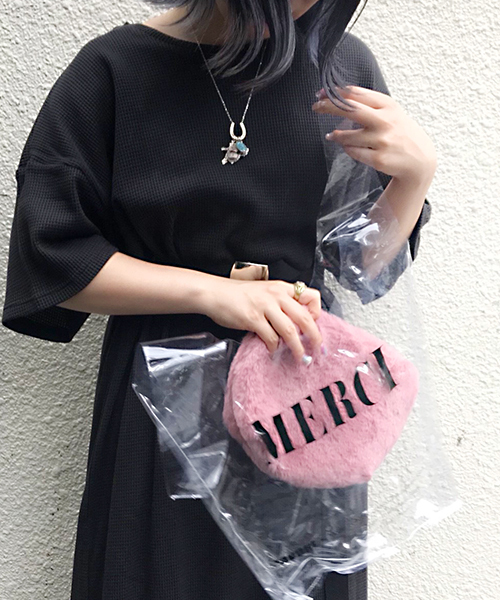 apres jour（アプレジュール）の「ファーポーチ付きMERCIクリアバッグ【ZOZOTOWN限定アイテム】（トートバッグ・レディース・ピンク/イエロー・フリー）」の6枚目の写真