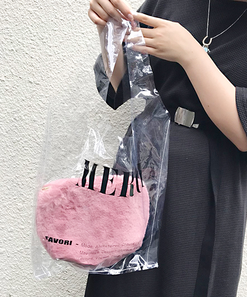 apres jour（アプレジュール）の「ファーポーチ付きMERCIクリアバッグ【ZOZOTOWN限定アイテム】（トートバッグ・レディース・ピンク/イエロー・フリー）」の7枚目の写真