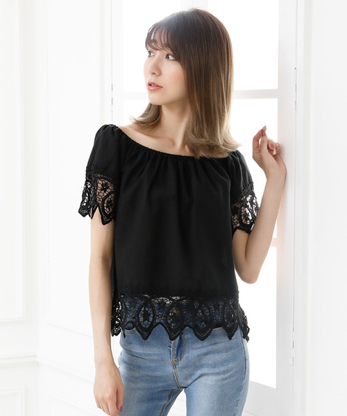 Girly Doll（ガーリードール）の「レース刺繍ブラウス（シャツ/ブラウス・レディース・ブラック/オフホワイト/ピンク/イエロー/ブルー・FREE）」の3枚目の写真