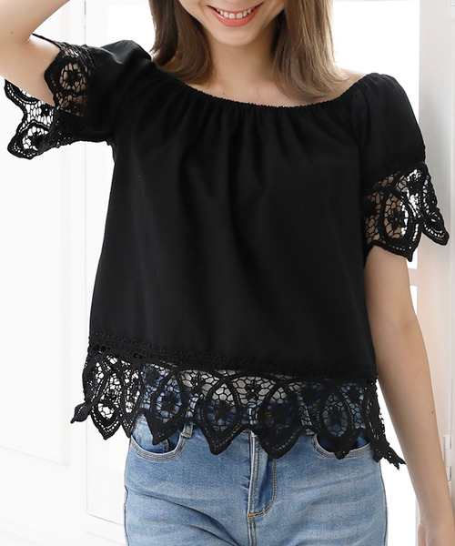 Girly Doll（ガーリードール）の「レース刺繍ブラウス（シャツ/ブラウス・レディース・ブラック/オフホワイト/ピンク/イエロー/ブルー・FREE）」の10枚目の写真