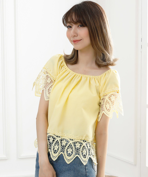 Girly Doll（ガーリードール）の「レース刺繍ブラウス（シャツ/ブラウス・レディース・ブラック/オフホワイト/ピンク/イエロー/ブルー・FREE）」の14枚目の写真