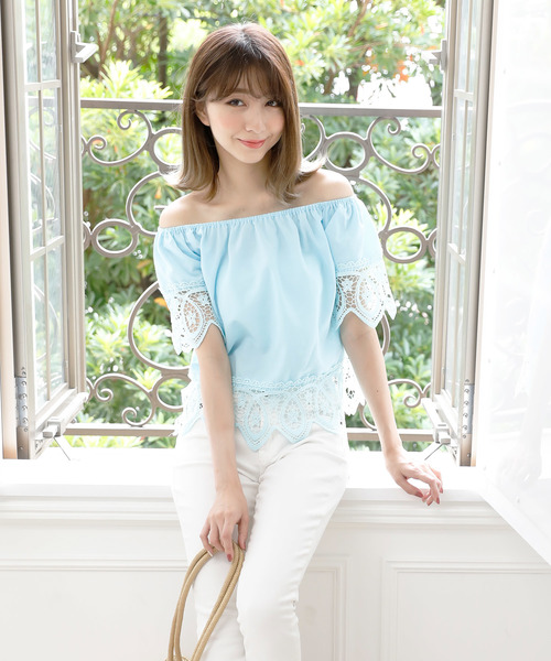 Girly Doll（ガーリードール）の「レース刺繍ブラウス（シャツ/ブラウス・レディース・ブラック/オフホワイト/ピンク/イエロー/ブルー・FREE）」の17枚目の写真