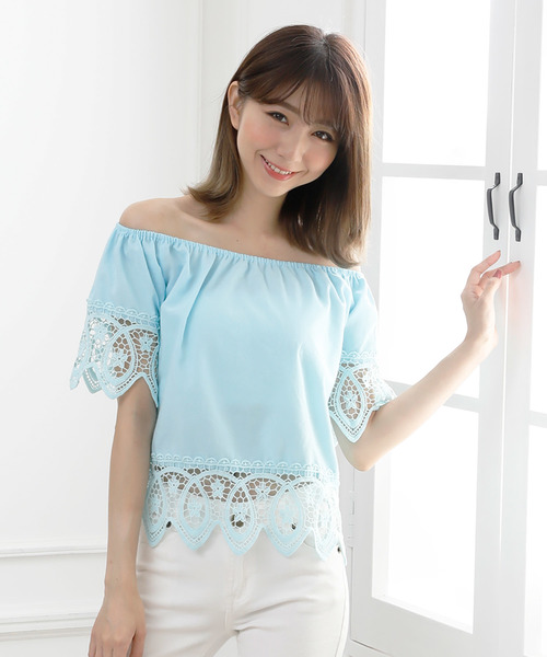 Girly Doll（ガーリードール）の「レース刺繍ブラウス（シャツ/ブラウス・レディース・ブラック/オフホワイト/ピンク/イエロー/ブルー・FREE）」の18枚目の写真