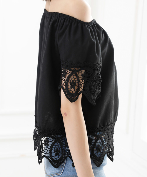 Girly Doll（ガーリードール）の「レース刺繍ブラウス（シャツ/ブラウス・レディース・ブラック/オフホワイト/ピンク/イエロー/ブルー・FREE）」の21枚目の写真