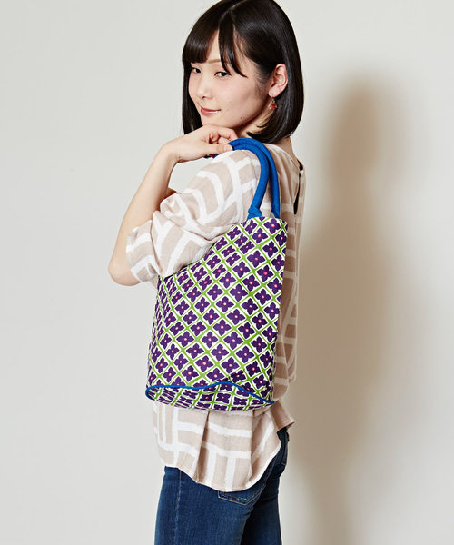 カヤ（カヤ）の「【カヤ】花合わせ樽トート バケツバッグ（トートバッグ・レディース・ライトブルー/パープル/梅/ホワイト×レッド・FREE）」の10枚目の写真